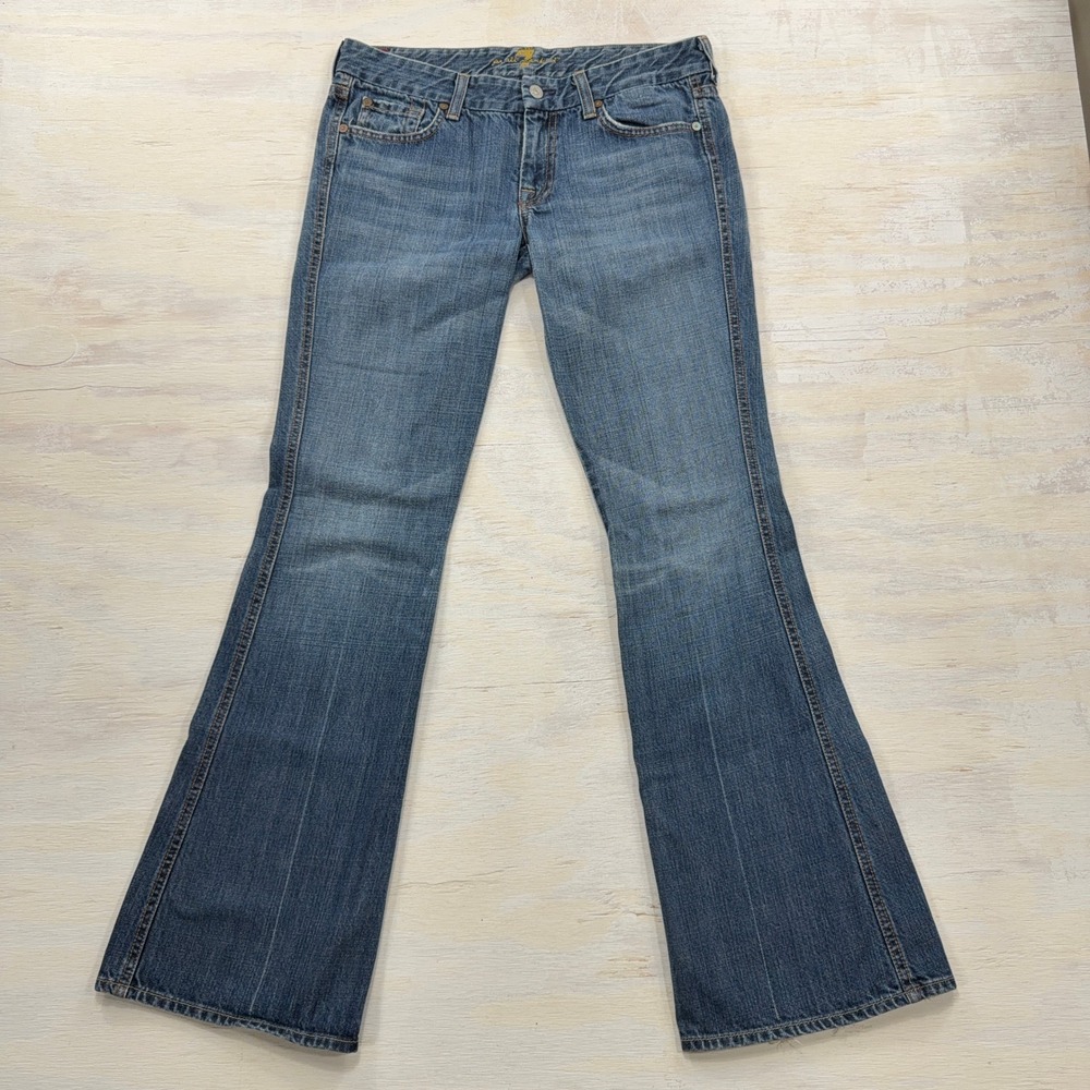 7 For All Mankind Jeans A Pocket Flare Leg Blue Denim Women 29